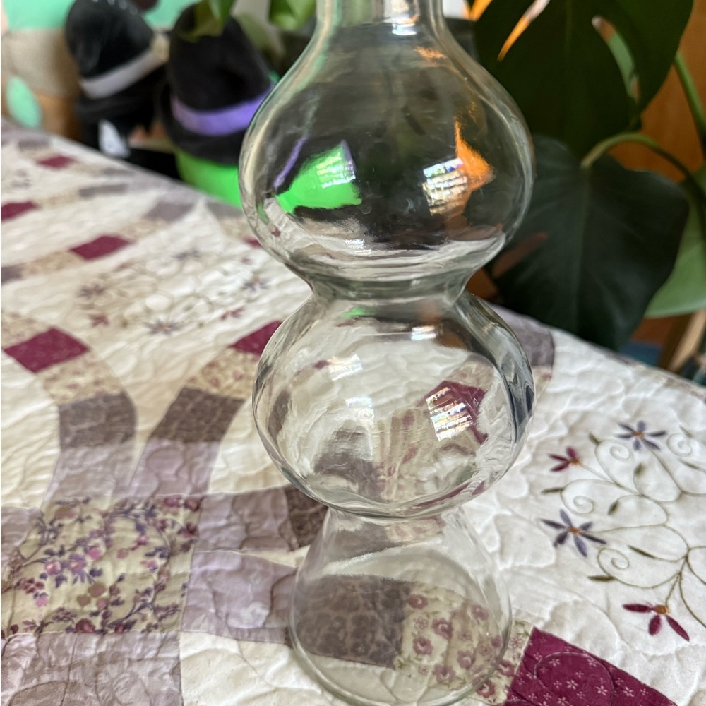 Clear Empoli genie bottle Glass Bud Vase - Elegant Triple-Bulb Design